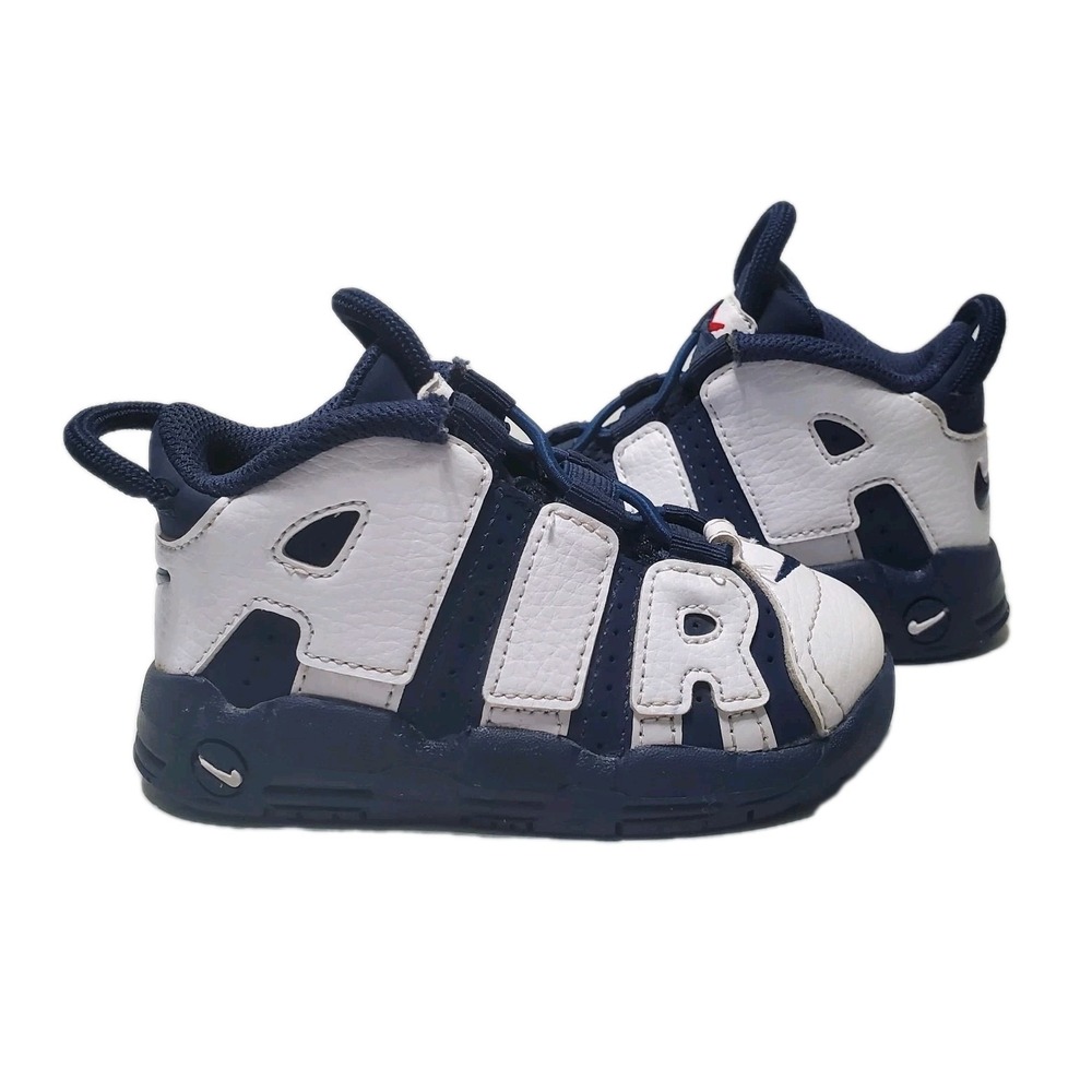Nike Air More Uptempo TD Toddler Shoes 6C White Midnight Navy FV5368-100